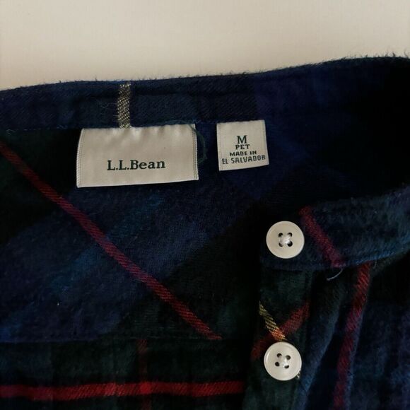 Vintage LL Bean Flannel Cotton Blue Plaid Nightgown Shirt Dress Womens M Prairie - Picture 5 of 8